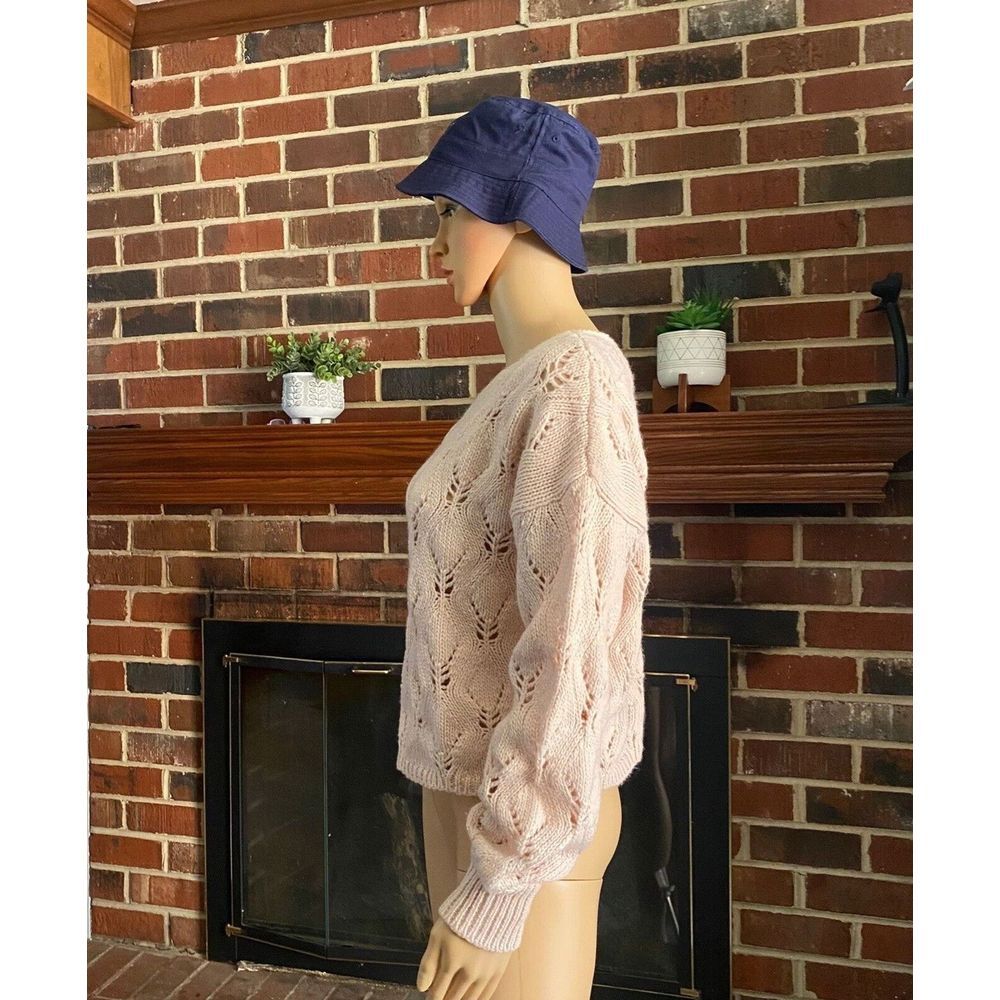 Women's Spacedye Boat Neck Pointelle Knit Pullover Sweater Size M Pink New - Picture 11 of 16